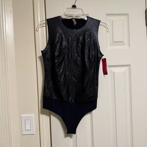 Commando Black Faux Leather Bodysuit